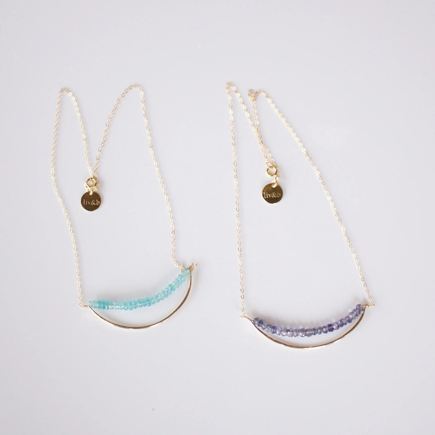 Marin Gemstone Bar Gold Fill Necklace Liv & B Designs
